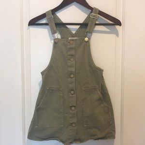 Zara olive color overall Jean dress Sz 8